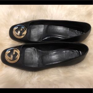 Gucci Leather Classic Black Ballet Flats